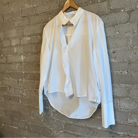 Frame Ruffle Front White Blouse - Size M - Picture 2 of 6